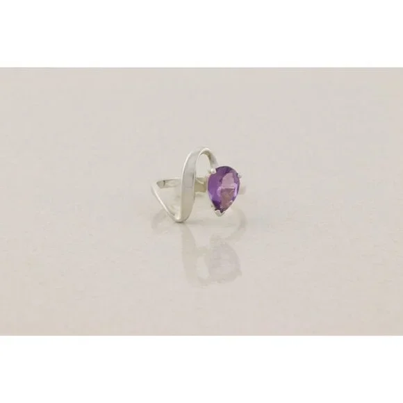 Sterling Silver Natural Purple Amethyst Ring Size 7 1/2 - Picture 7 of 9